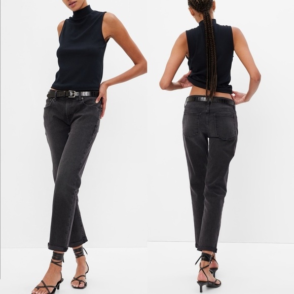 GAP Denim - Gap Mid Rise Girlfriend Jeans in Black Wash